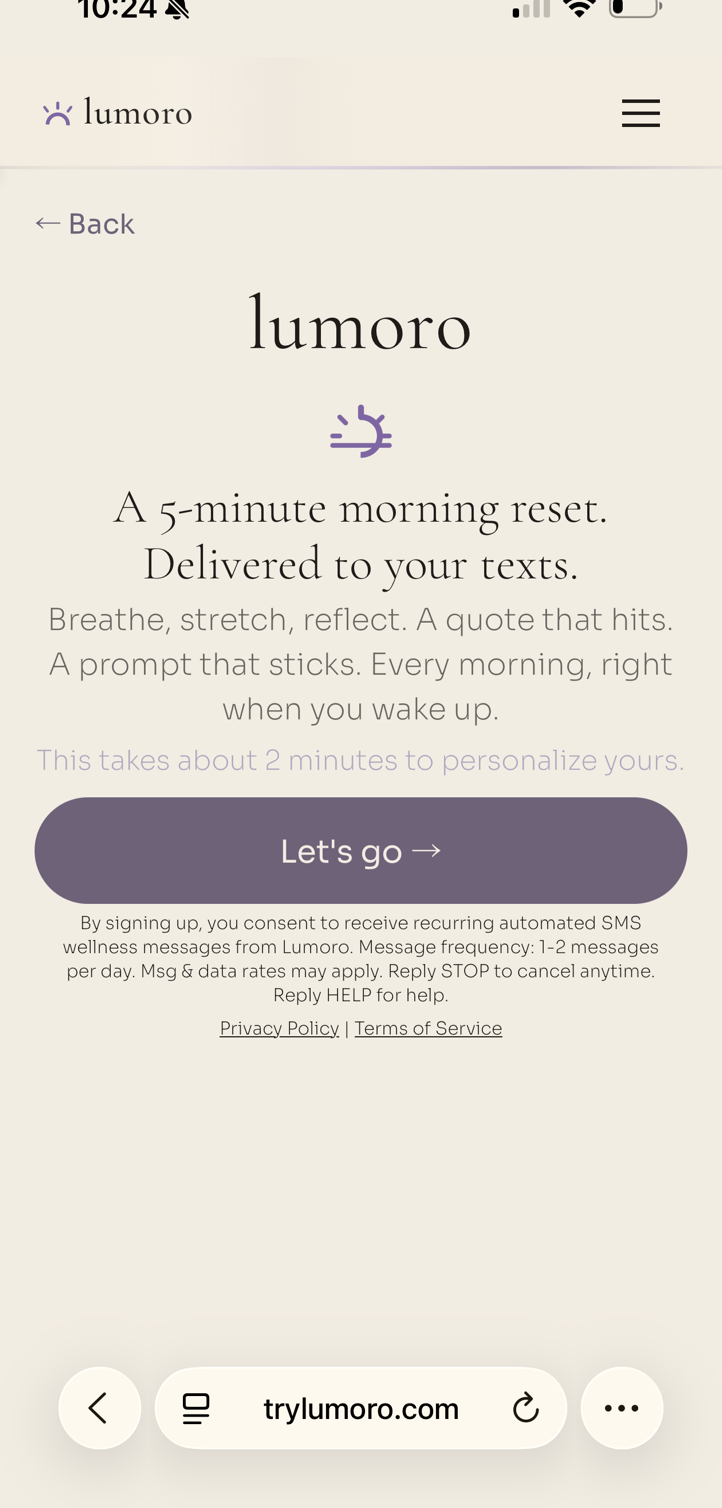 Onboard first screen showing SMS consent disclosure